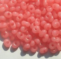 25 grams of 3x7mm Milky Coral Pink Farfalle Seed Beads